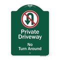 Signmission Private Driveway No Turn Around W/Heavy-Gauge Aluminum Architectural Sign, 24" x 18", GW-1824-9921 A-DES-GW-1824-9921